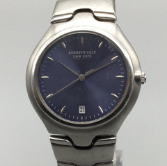 Kenneth Cole New York Watch Mens 35mm Blue Dial KC3193 New Battery 7.5″