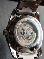 Express Automatic Skeleton Men’s Silver Tone Watch Great Condition Runs Great