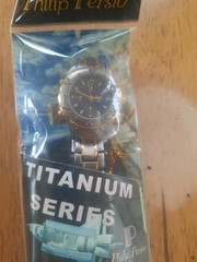 Philip Persio Wristwatch Mens Titanium and Gold Tone Chronograph Style WORKS