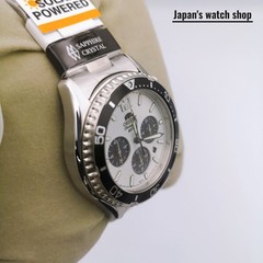 ORIENT Mako RN-TX0203S White Panda Solar Chronograph Men’s Watch New in Box