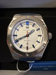 TechnoMarine TM-416091 Men’s 45mm Coral Legacy White Dial Blue Band New!