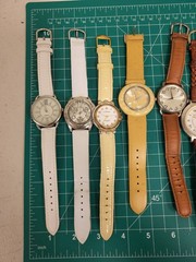 Lot 12 Mens Quartz Leather Wrist Watches Assorted Lacoste Q&Q Viesmann Repair
