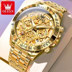 Waterproof Quartz Luminous OLEVS Business Luxury Men Watch Date Strap Gold Watch