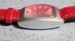 LOCMAN SPORT TONNEAU LADIES REF 488 ALUMINUM CASE WATCH RED BAND 32×43 mm NO BOX