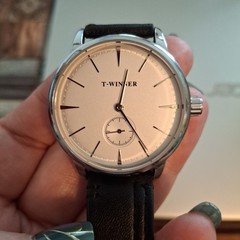 Forsining T-Winner Mens Watch. Silvertone,Mechanical Hand Wind,Black Band.