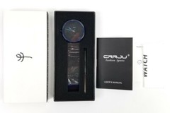 CRRJU Mens Black Stainless Steel Chronograph Link Band Watch