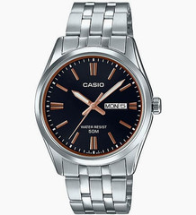 CASIO Enticer Mens Quartz Analog Watch Stainless Steel Day Date MTP-1335D-1A2V