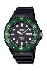 Casio MRW-230HJ-1E3JF Men’s Quartz Watch Black Green Bezel 10ATM Date Day New