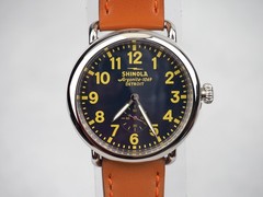 Men’s Shinola Runwell 41mm Collegiate Dial Brown Leather Strap Quartz Watch