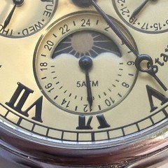 Stauer Osiris Quartz Moon Phase Day/Date Cream Roman Dial Brown Leather 50m
