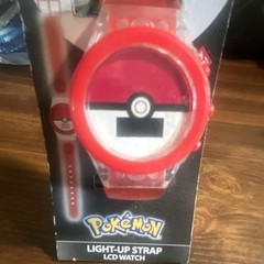Pokémon Light-Up LCD Digital Quartz Red/Clear Plastic Strap Pokeball Face