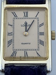 Vtg LORUS Seiko Ladies 28mm Watch Gold Tone Gold Tank Dial Roman Numbers -RUNS