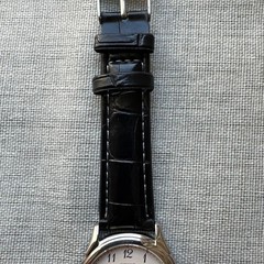 SEIKO 7N01 7141 Wristwatch Quartz Timepiece Ivory Dial Black Band 18mm