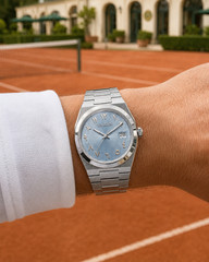 WINBORN Ice Blue Arabic Numeral Date Watch Silver Integrated Bracelet