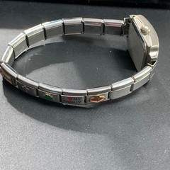 Uberry D’linQ Italian Charm Bracelet Watch Silver Tone Black Dial Vintage Style