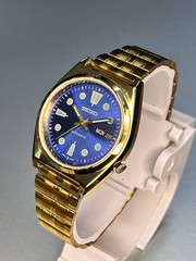 Vintage Refurbished Seiko Automatic Blue Dial Day Date Men Wrist Watch 36MM