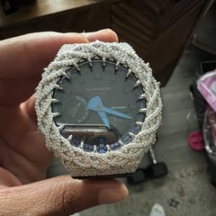 G-SHOCK GA-2100 Analog Quartz 200m Octagon Custom Silver Case Black Resin w/Box