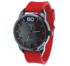 50 mm Men’s Sport Dress Quartz Watch with Red Silicon Band New