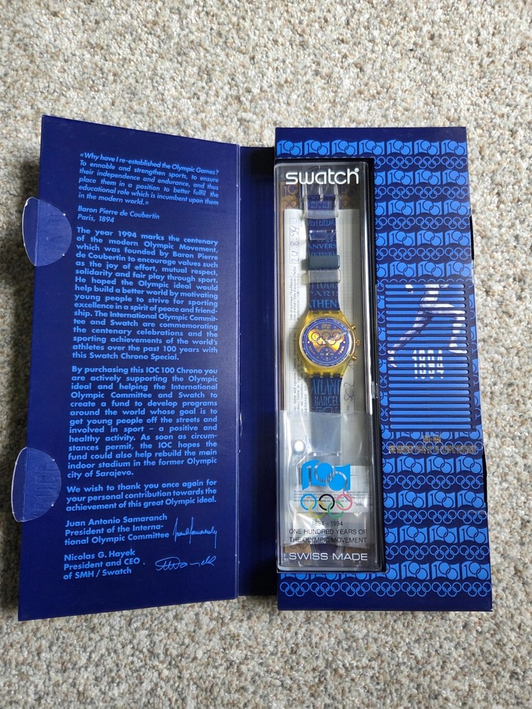 Swatch I.O.C. 100 Years 1994 SCZ101 Pack Chrono 38mm Olympic Special Atlanta NOS