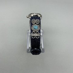 Avon Women Watch 20mm Silver Tone Blue Denim Band Blue Stone Accents New Battery