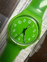 Swatch GG204 Lemongrass 2009 Gent Green White Numerals 34mm Box Papers Running