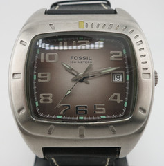 Fossil Steel and Black Leather Analog Quartz Watch – PR-5241 – New Battery