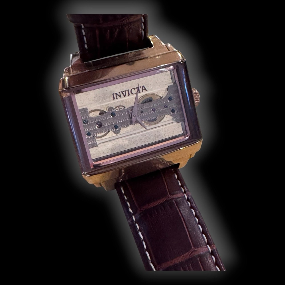 INVICTA Objet d Art Bridge Movement * Self Wind Watch Genuine Leather Band 32172