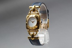 New Batt. [Near MINT / Box] Vintage GUCCI Horsebit 6300L Gold Qz Womens Watch