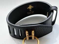 Gucci Constance Leather Bracelet Ladies Watch Black Pearl 8.0 in