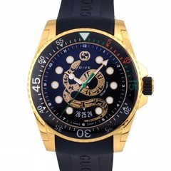 Unused GUCCI Dive YA136219 Gold Snake Quartz Stainless Men’s Watch in Box