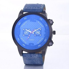 Men’s luxury business leisure fabric band analogue wrist watch with false dial