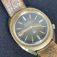 Rare Vintage Men’s 1976 BULOVA ACCUTRON G3592 N6 2180 Brown Dial Gold Case Watch