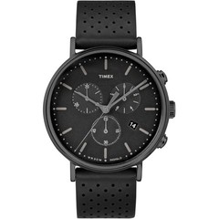 Timex Men’s Watch Fairfield Quartz Chronograph Black Leather Strap TW2R26800VQ
