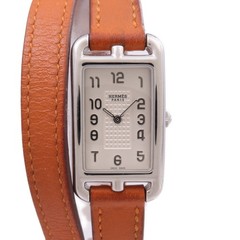 HERMES Nantucket NA2 210 Quartz Watch Stainless Steel Leather Silver-White