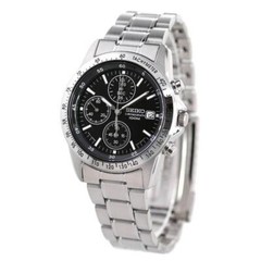 SEIKO Chronograph SND367PC Black Silver Men’s Watch New in Box