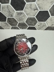 Seagull Automatic Mechanical Red/Black Dial Lume Small Sec SS Bracelet 50m