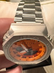 Invicta Activa X Dual Time Men’s Watch Analog & Digital Orange Dial Silver Band