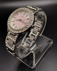 Fossil Pink Face Rhinestone Womens Watch, Needs Battery or Repair
