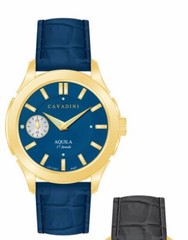 Men’s Watch CAVADINI with Swiss Made Manual Winding UNITAS ETA-6497 Blue Index CV-1301