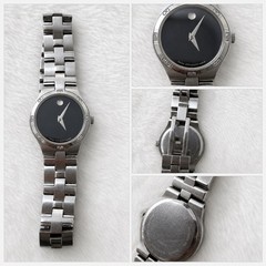 Movado Esperanza 0607052 Ladies Diamond Bezel Black Dial Swiss Quartz Watch