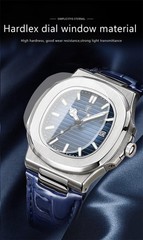 Poedagar Luxury Square Men Watch Date Waterproof Luminous Wristwatch
