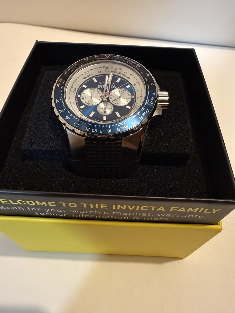 Invicta Aviator Chronograph Quartz 50mm Watch Black/Blue (32916) New In Box
