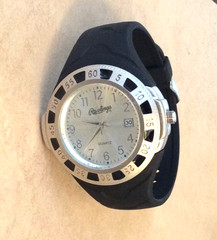 Rawlings Men’s Watch Round Silver Date Dial Black Rubber Band Perfect Everyday!