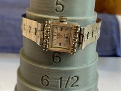 Hilton Windup Wristwatch 17 Jewels Baton Indices Clear Stones Fold Over *RUNS*