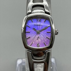 Fossil F2 Womens Watch 18mm Purple Dial Stainless Steel Bangle New Battery 6.5″