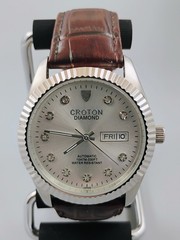 Croton Diamond Automatic Day-Date President Style Watch Silver Dial Extra Straps
