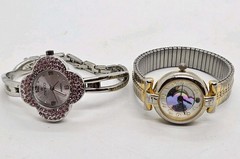 2 Fancy Ladies Watches – Minicci Jeweled Flower Watch & LA Gear Moonphase Date