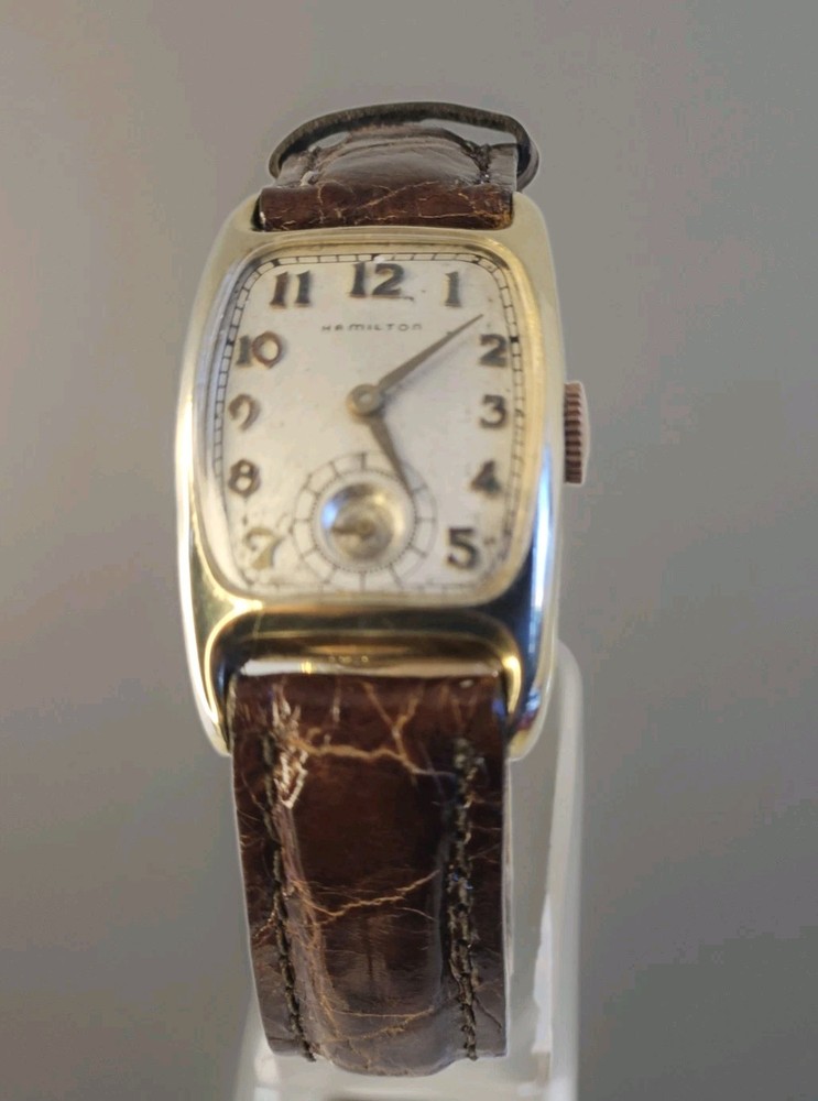 Vintage Hamilton Boulton 19J Manual Wind Watch 14K GF 18K Gold Applied Numerals