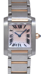 Cartier Tank Francaise Small 18k Rose Gold/Steel Pink MOP Dial Ladies Watch 2384