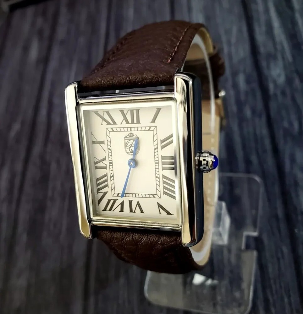 Pierre Lucerne 1888 Vintage Style Swiss Inspired Mens Tank Dress Watch Brw Strap
